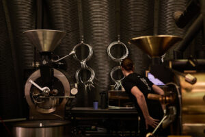 Fresh coffee at Leaping Goat Coffee roastery near Devonport, Tasmania