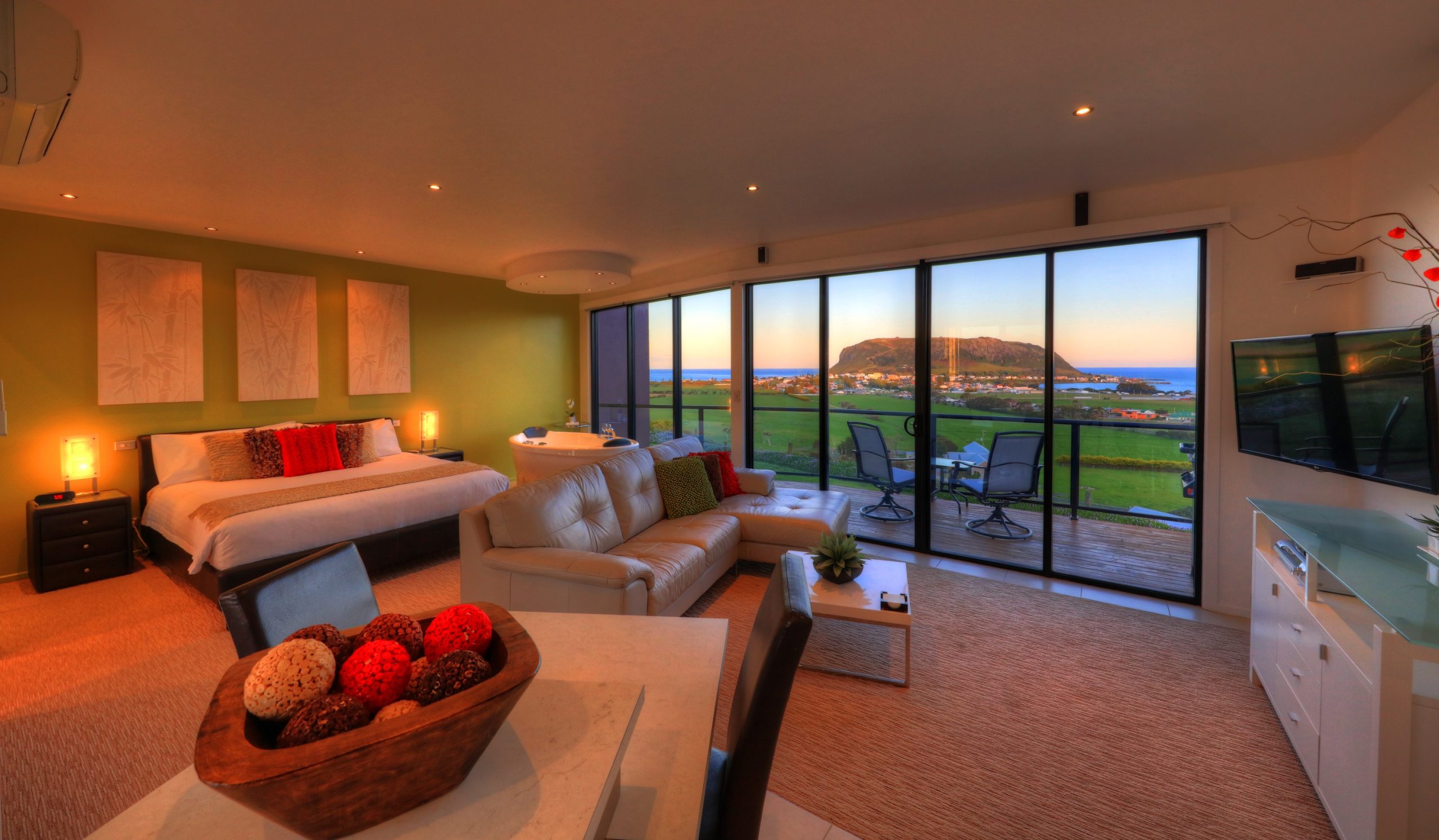 Stanley Accommodation Group property overlooking The Nut and coastline in Stanley Tasmania