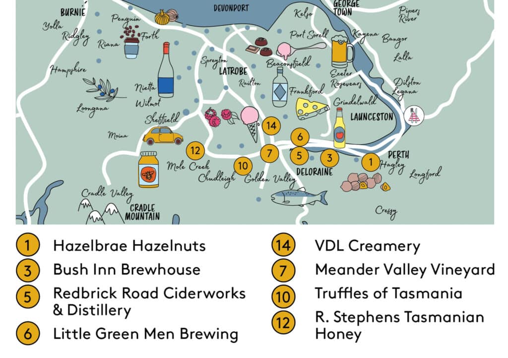 Launceston Map Launceston to Deloraine Mini Trail - Tasting Trail Tasmania