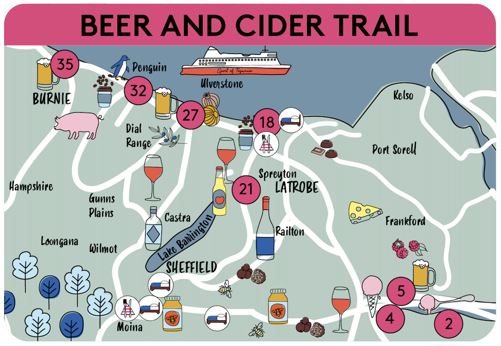 Tasmanian craft beer and cider on the Tasting Trail Beer & Cider Trail through North West Tasmania.